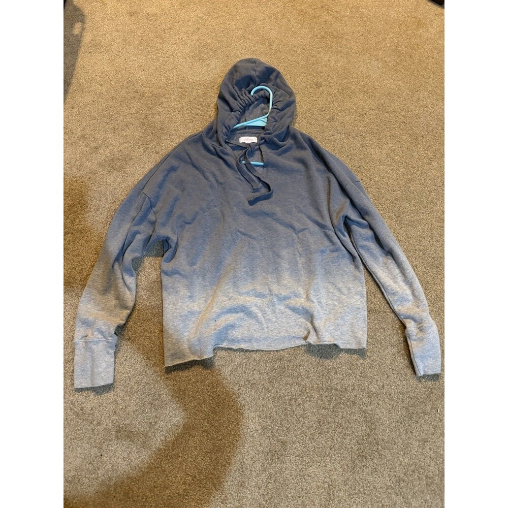 Womens Cosie Blue To Gray Ombré Hoodie Size Small